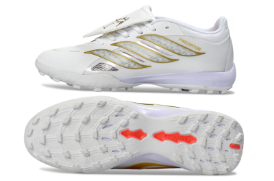 Adidas Predator 26 Elite Fold-Over Tongue TF Football Shoes - White/Gold Metallic/Light Purple