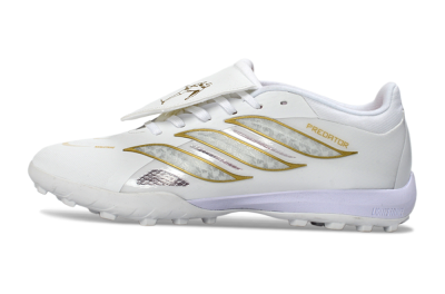 Adidas Predator 26 Elite Fold-Over Tongue TF Football Shoes - White/Gold Metallic/Light Purple