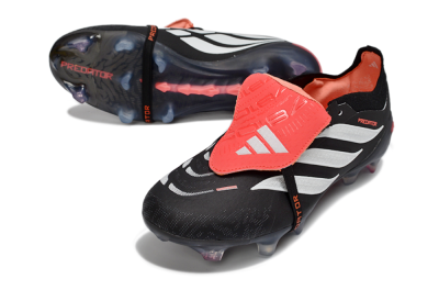 Adidas Predator 26 Elite Fold-Over Tongue FG Football Boots - Black/Electric Red/Silver