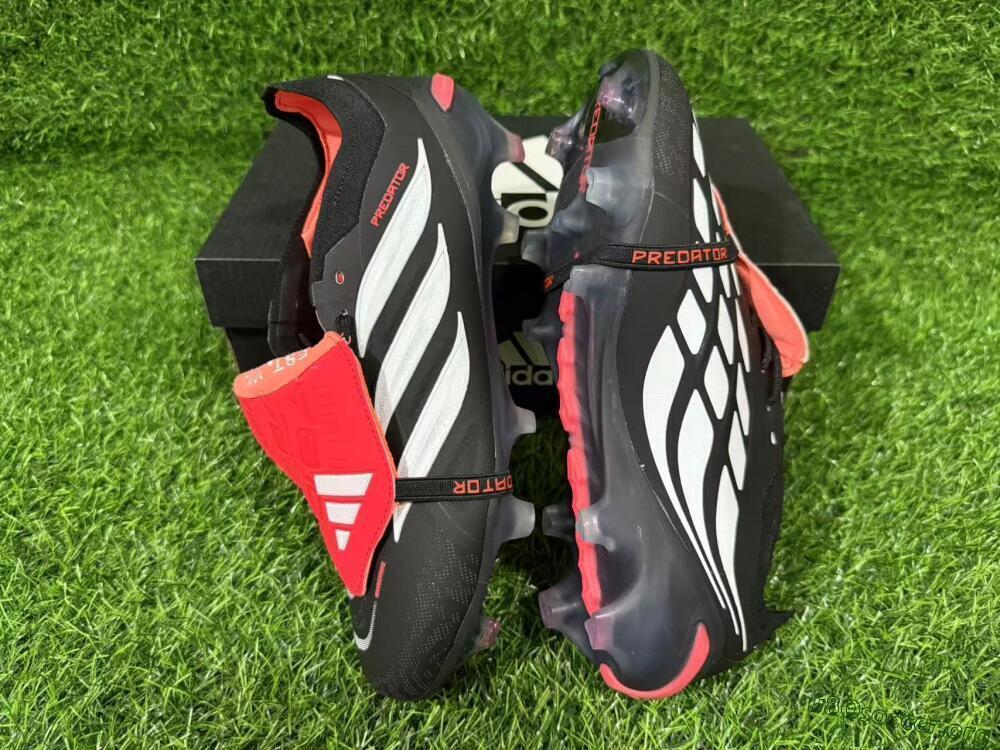 Adidas Predator 26 Elite Fold-Over Tongue FG Football Boots - Black/Electric Red/Silver