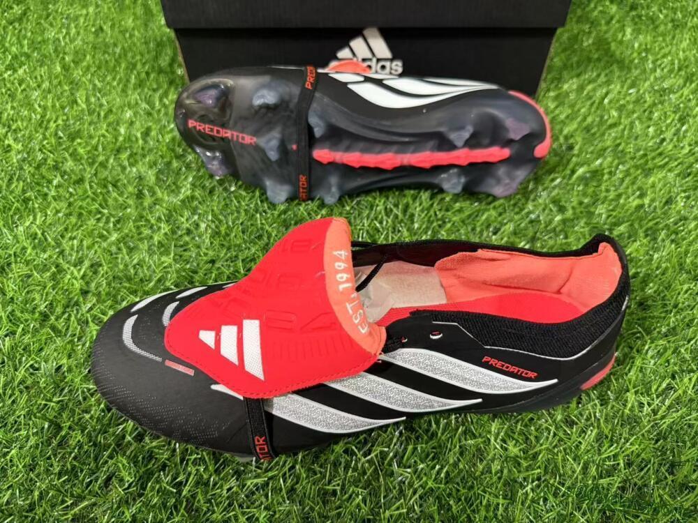 Adidas Predator 26 Elite Fold-Over Tongue FG Football Boots - Black/Electric Red/Silver