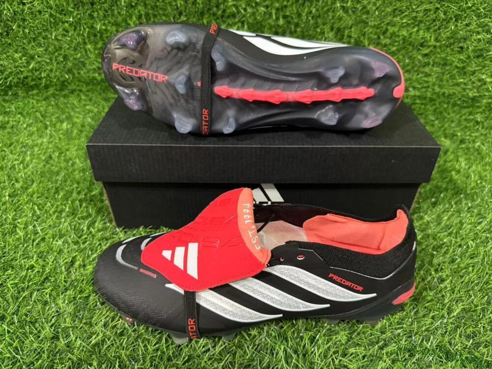 Adidas Predator 26 Elite Fold-Over Tongue FG Football Boots - Black/Electric Red/Silver