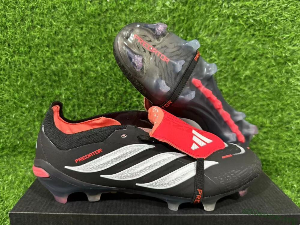 Adidas Predator 26 Elite Fold-Over Tongue FG Football Boots - Black/Electric Red/Silver