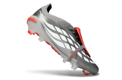 Adidas Predator 26 Elite Fold-Over Tongue FG Football Boots - Gray/Vibrant Red/Steel Gray