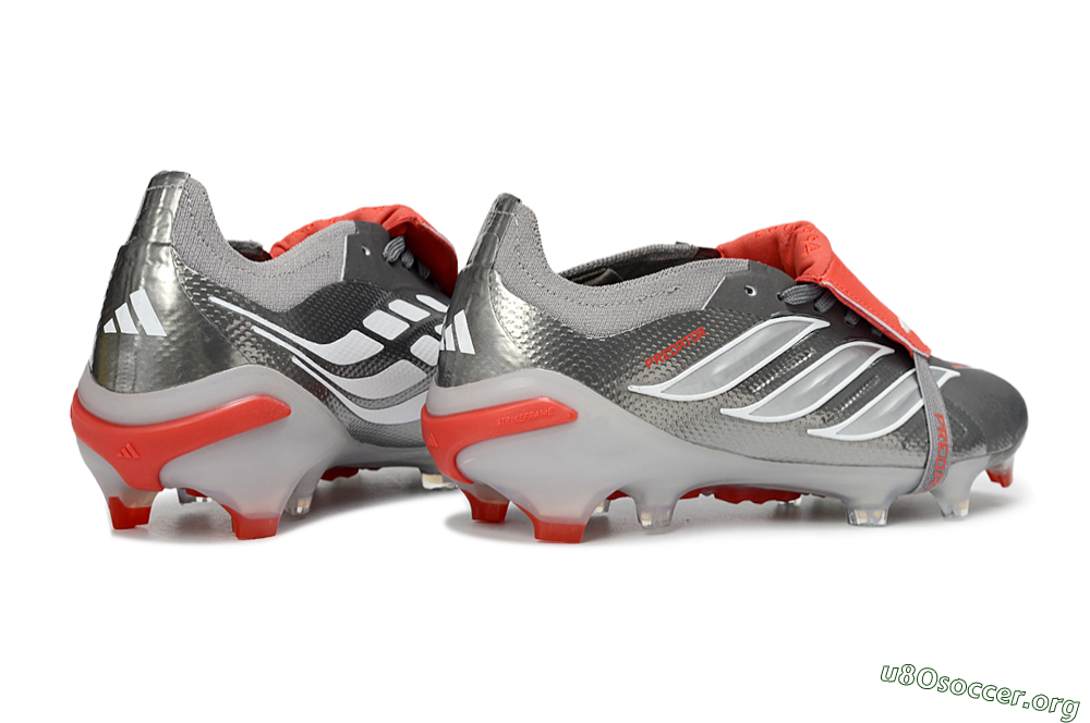 Adidas Predator 26 Elite Fold-Over Tongue FG Football Boots - Gray/Vibrant Red/Steel Gray 7