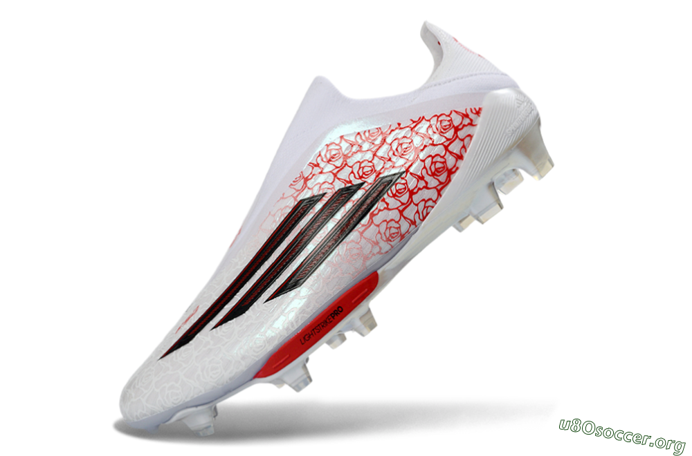 Adidas F50+ Elite Lightstrike Pro Laceless FG Football Boots - White/Rose Red/Black 5