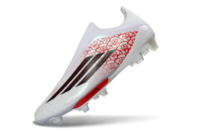 Adidas F50+ Elite Lightstrike Pro Laceless FG Football Boots - White/Rose Red/Black