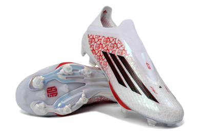 Adidas F50+ Elite Lightstrike Pro Laceless FG Football Boots - White/Rose Red/Black