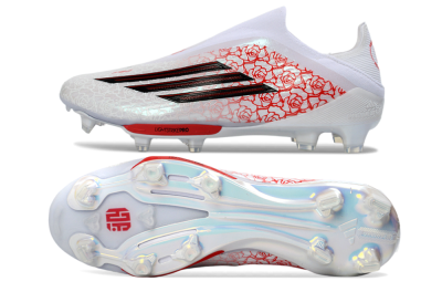 Adidas F50+ Elite Lightstrike Pro Laceless FG Football Boots - White/Rose Red/Black