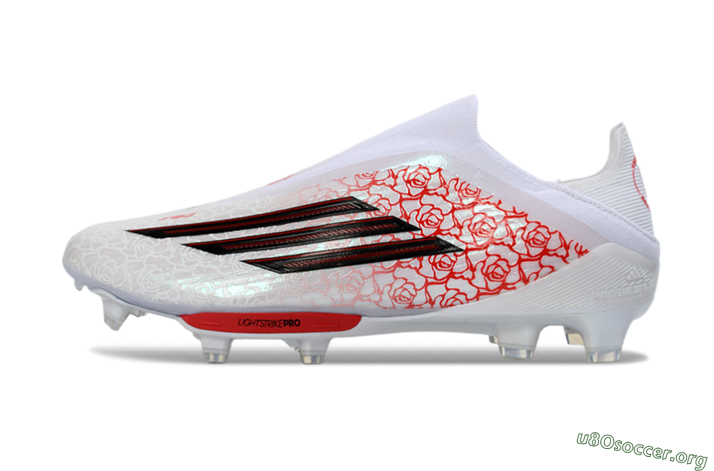 Adidas F50+ Elite Lightstrike Pro Laceless FG Football Boots - White/Rose Red/Black 3