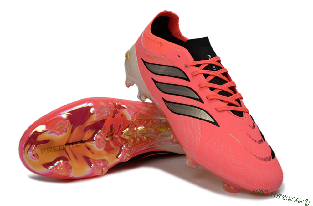 Adidas Predator 26 Elite FG Football Boots - Pink/Neon Pink/Golden Accents 0