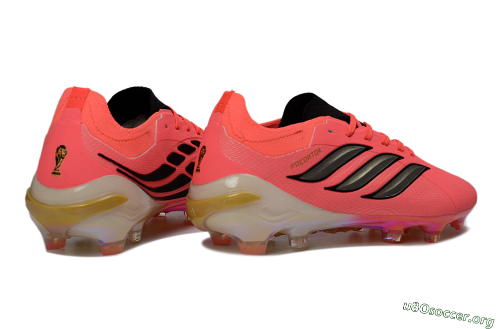 Adidas Predator 26 Elite FG Football Boots - Pink/Neon Pink/Golden Accents 6