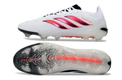 Adidas Predator 26 Elite FG Football Boots - White/Crimson Flash/Black Shadow