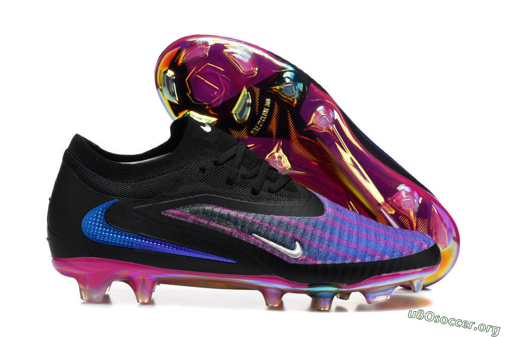 Nike Phantom 6 Elite Low FG Football Boots - Black/Vibrant Purple/Metallic Blue 2