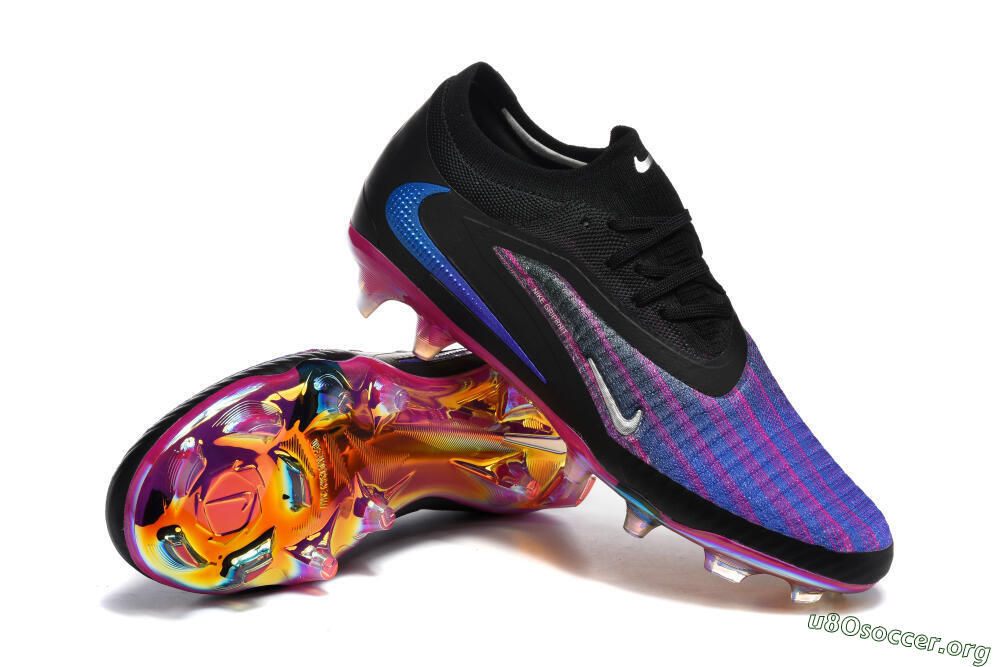 Nike Phantom 6 Elite Low FG Football Boots - Black/Vibrant Purple/Metallic Blue 4
