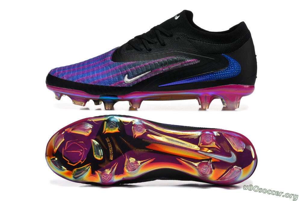 Nike Phantom 6 Elite Low FG Football Boots - Black/Vibrant Purple/Metallic Blue 1