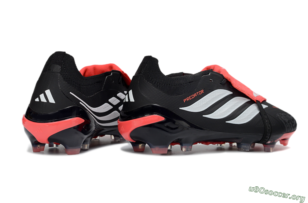 Adidas Predator 26 Elite Fold-Over Tongue FG Football Boots - Black/Coral Red/Silver 6