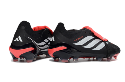 Adidas Predator 26 Elite Fold-Over Tongue FG Football Boots - Black/Coral Red/Silver