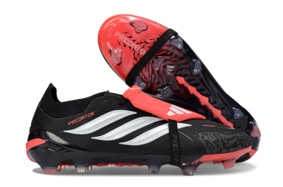 Adidas Predator 26 Elite Fold-Over Tongue FG Football Boots - Black/Coral Red/Silver