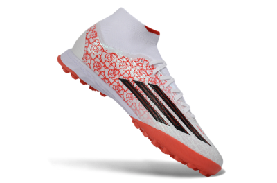 Adidas F50 Elite Mid TF Football Shoes - White/Coral Orange/Black