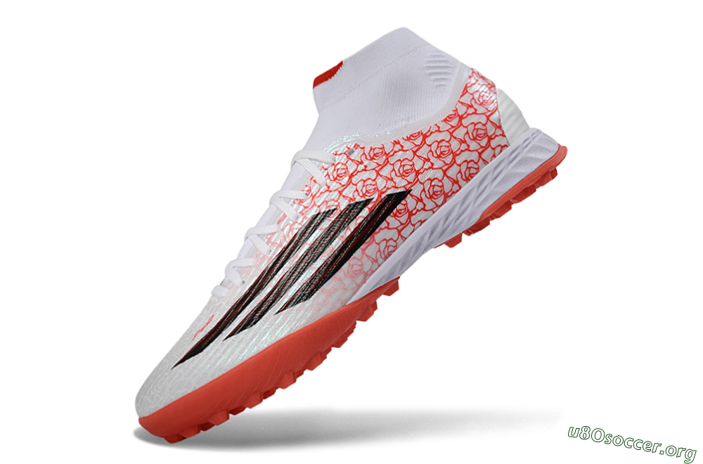 Adidas F50 Elite Mid TF Football Shoes - White/Coral Orange/Black 5