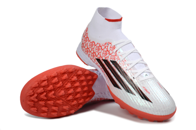 Adidas F50 Elite Mid TF Football Shoes - White/Coral Orange/Black