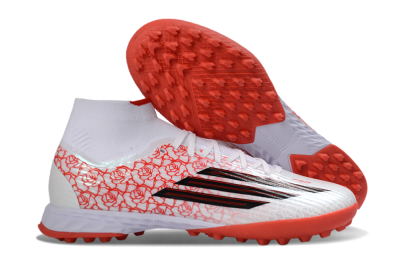 Adidas F50 Elite Mid TF Football Shoes - White/Coral Orange/Black