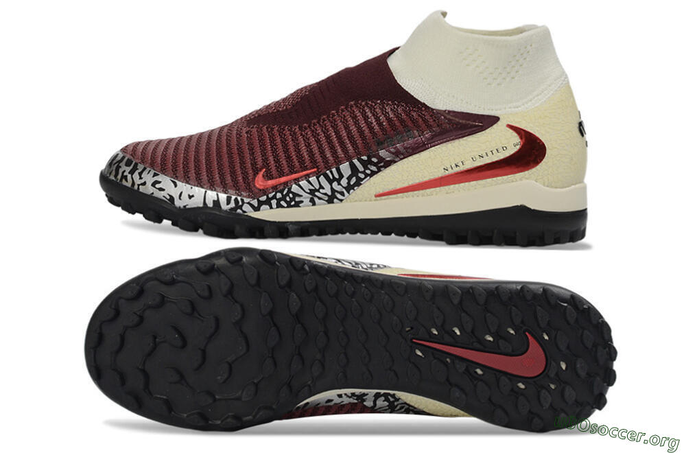 Nike Phantom 6 Elite High TF Football Shoes - Maroon/Sand/Crimson 1