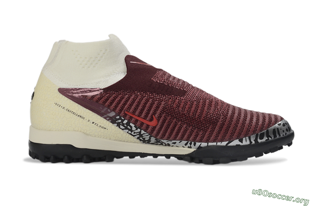 Nike Phantom 6 Elite High TF Football Shoes - Maroon/Sand/Crimson 7