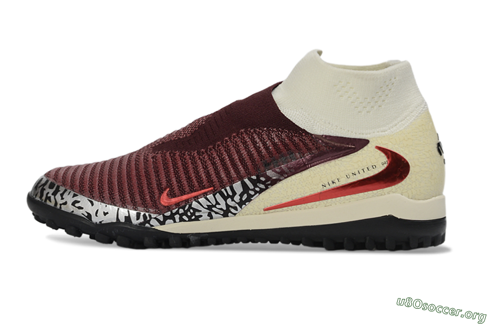 Nike Phantom 6 Elite High TF Football Shoes - Maroon/Sand/Crimson 3