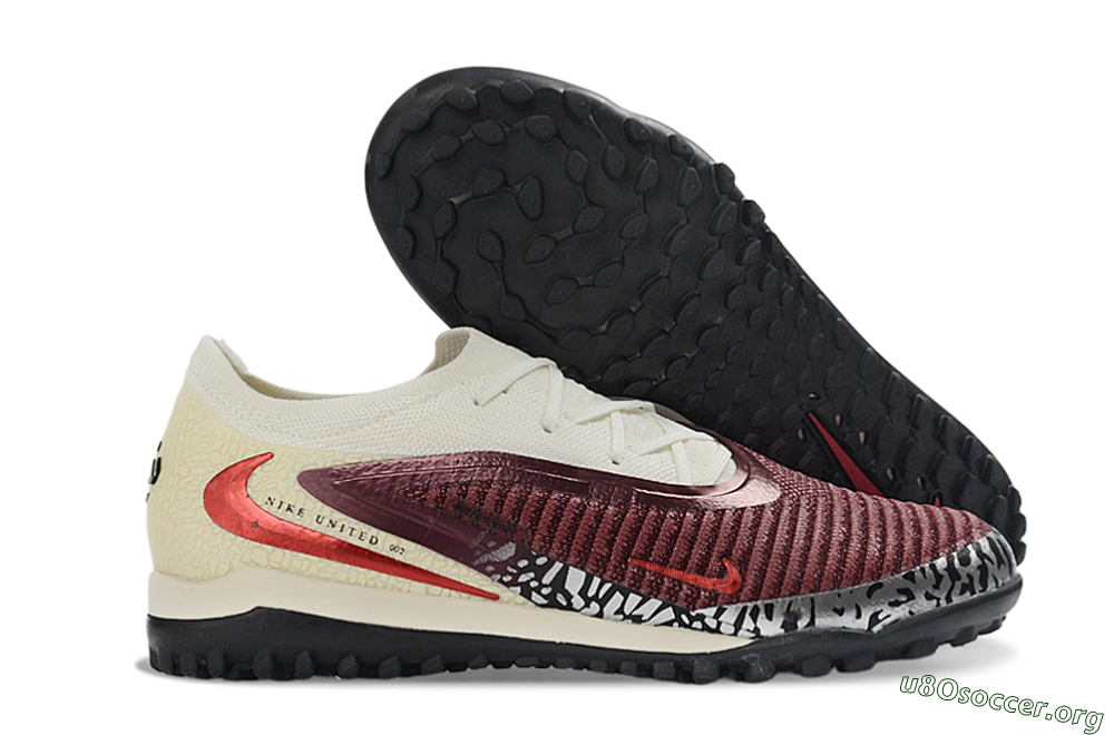 Nike Phantom 6 Elite Low TF Football Shoes - Maroon/Crimson Red/Classic White 2