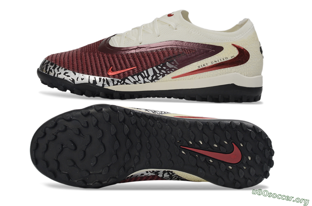 Nike Phantom 6 Elite Low TF Football Shoes - Maroon/Crimson Red/Classic White 1