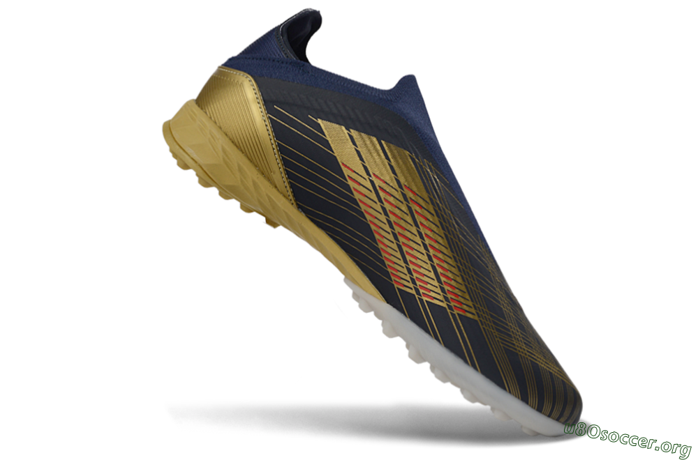 Dembélé x Adidas F50 Elite Laceless TF Football Shoes - Navy/Gold/Red 5