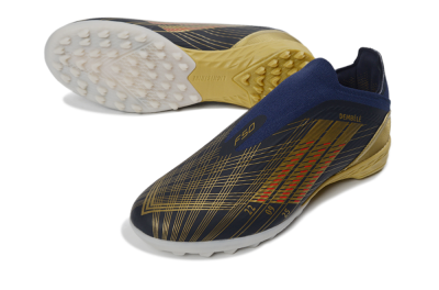 Dembélé x Adidas F50 Elite Laceless TF Football Shoes - Navy/Gold/Red