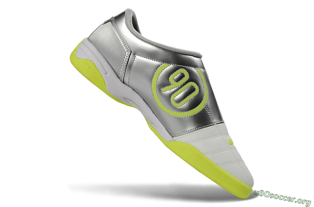 Nike Total 90 III IC Football Shoes - White/Neon Yellow/Metallic Silver 5