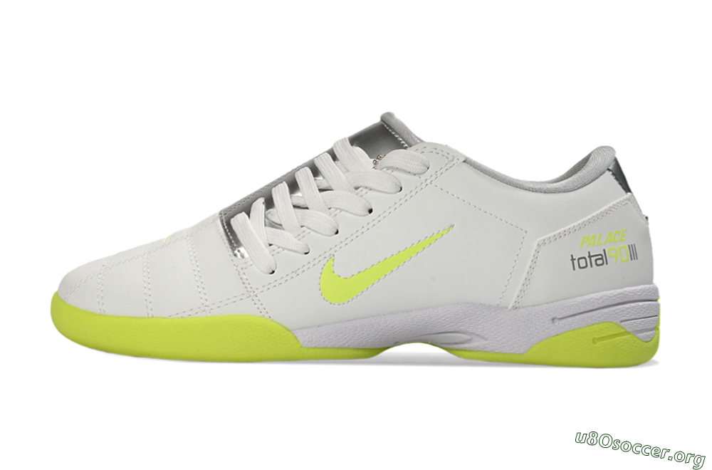 Nike Total 90 III IC Football Shoes - White/Neon Yellow/Metallic Silver 3