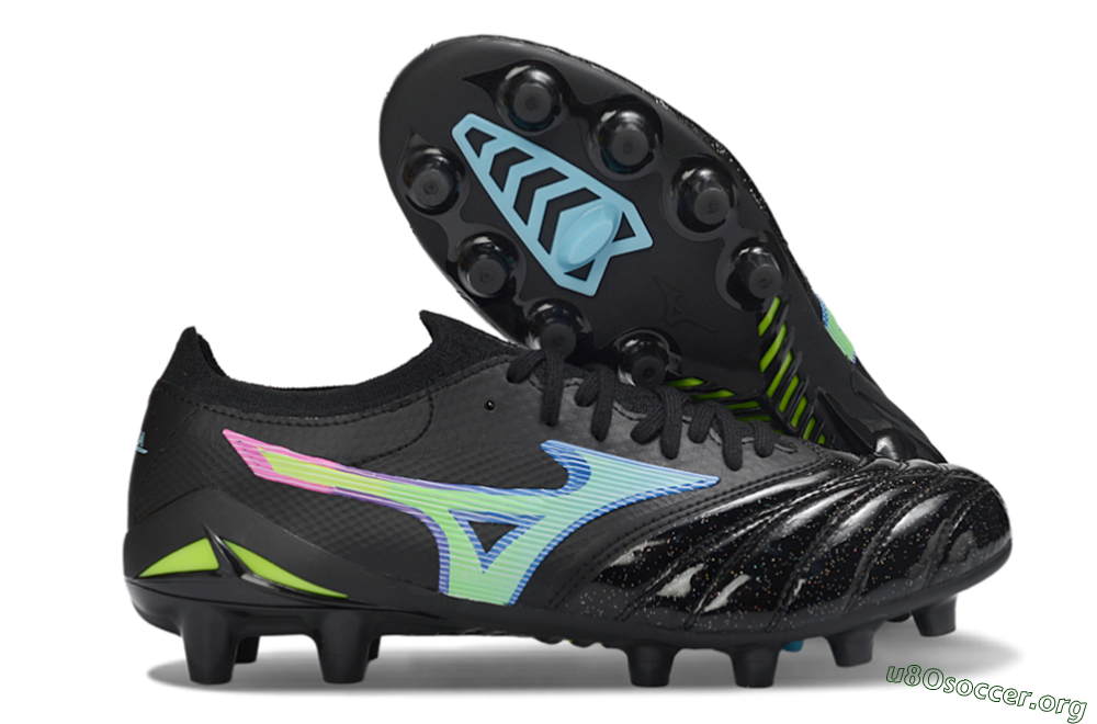 Mizuno Morelia Neo 3 FG Football Boots - Black/Electric Blue/Lime Green 2