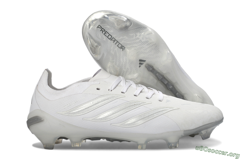 Adidas Predator 26 Elite FG Football Boots - White/Silver Mist/Cloud Grey 2