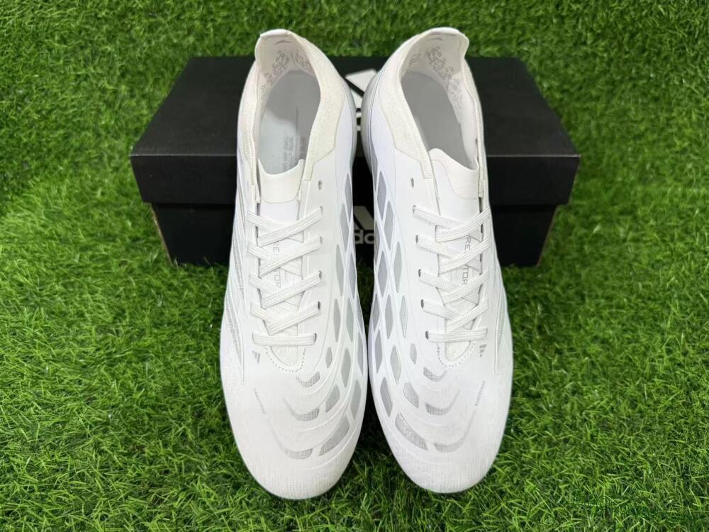 Adidas Predator 26 Elite FG Football Boots - White/Silver Mist/Cloud Grey