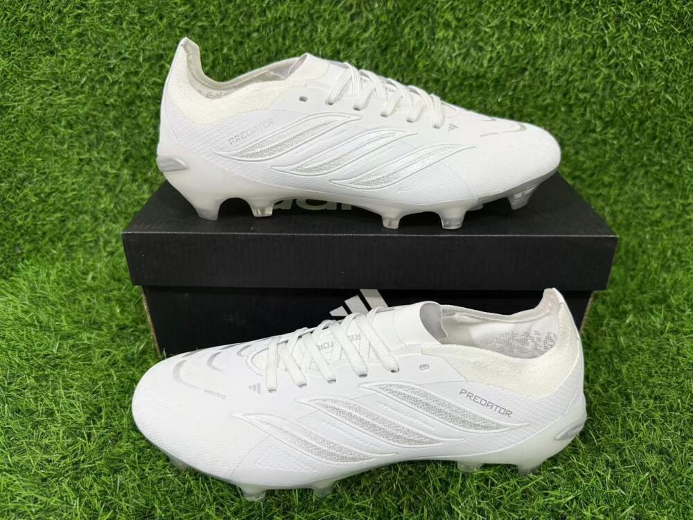 Adidas Predator 26 Elite FG Football Boots - White/Silver Mist/Cloud Grey