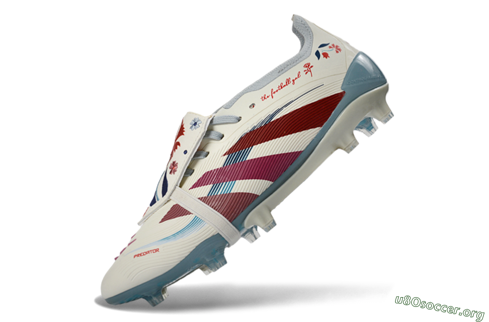 Adidas Predator 25 Elite Fold-Over Tongue FG Football Boots - White/Crimson/Slate 6