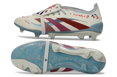 Adidas Predator 25 Elite Fold-Over Tongue FG Football Boots - White/Crimson/Slate