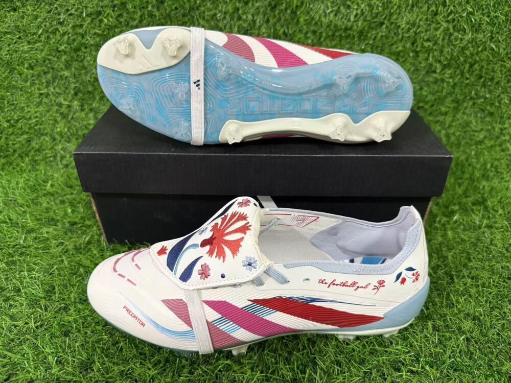 Adidas Predator 25 Elite Fold-Over Tongue FG Football Boots - White/Crimson/Slate