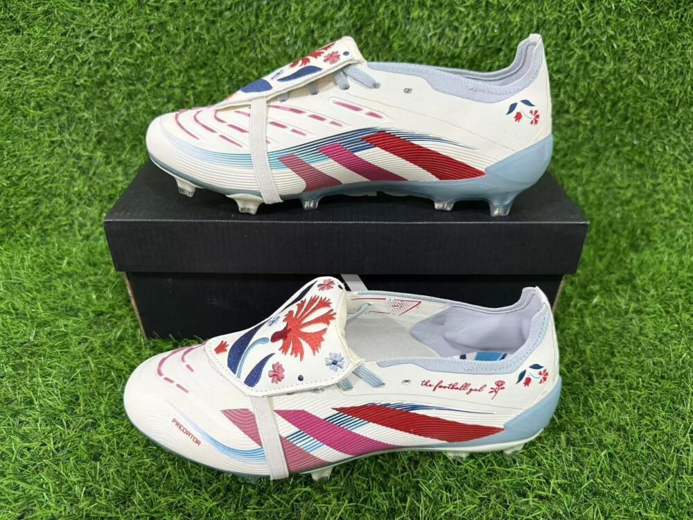 Adidas Predator 25 Elite Fold-Over Tongue FG Football Boots - White/Crimson/Slate