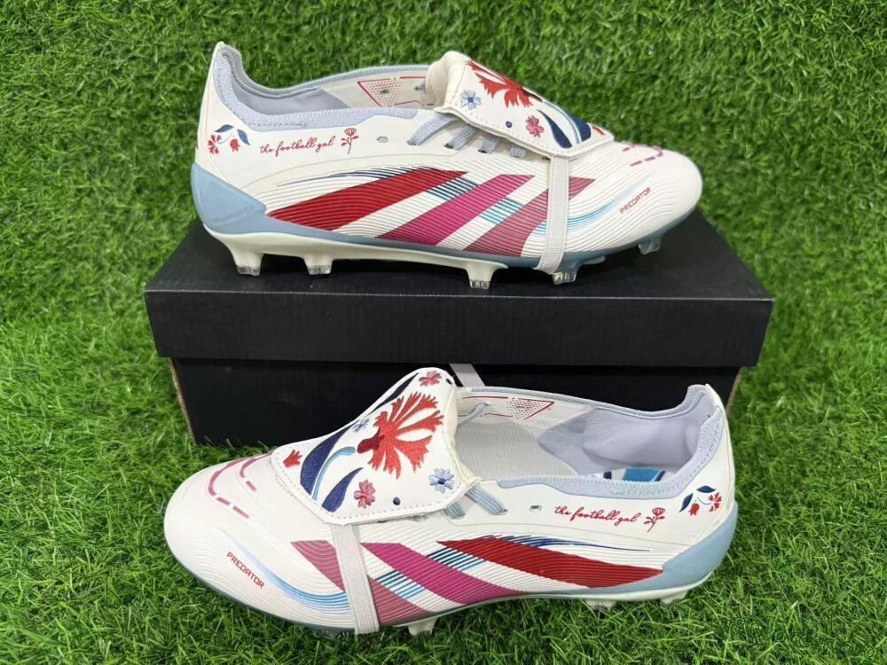 Adidas Predator 25 Elite Fold-Over Tongue FG Football Boots - White/Crimson/Slate