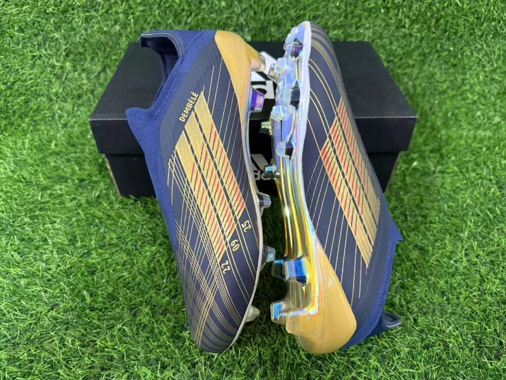 Dembélé x Adidas F50 Elite Laceless FG Football Boots - Navy/Gold/Red