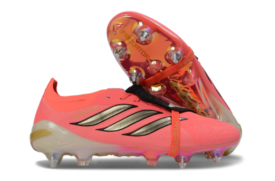 Adidas Predator 26 Elite Fold-Over Tongue SG Football Boots - Pink/Bright Coral/Metallic Gold