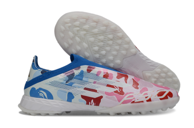 Adidas F50 Pro Laceless TF Football Shoes - Pink/Coral Breeze/Frosted Blue