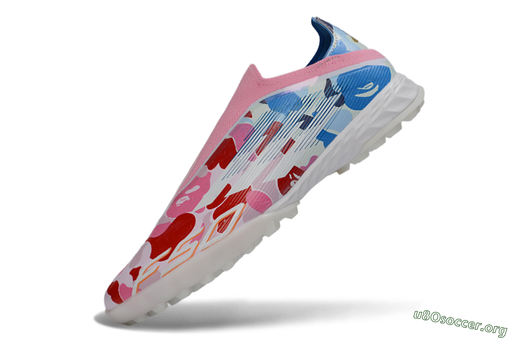 Adidas F50 Pro Laceless TF Football Shoes - Pink/Coral Breeze/Frosted Blue 5