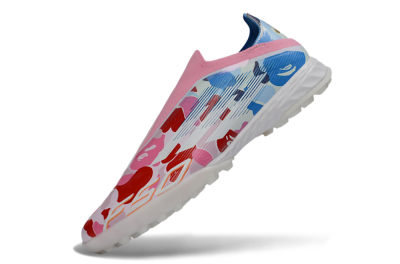 Adidas F50 Pro Laceless TF Football Shoes - Pink/Coral Breeze/Frosted Blue